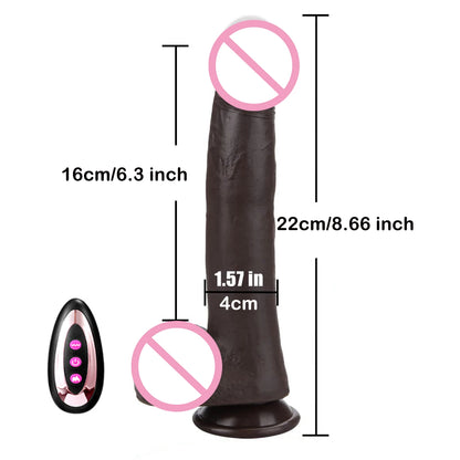 Thrusting Heating Realistic Dildo with Anal Plug