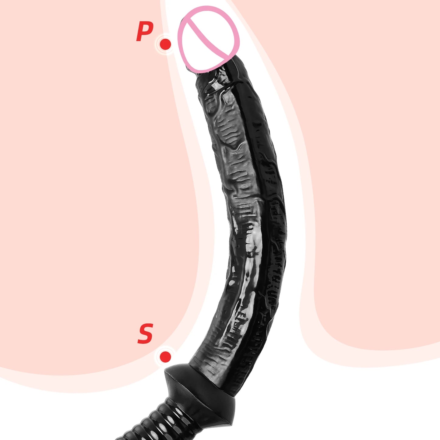 Long Silicone Dildo with Handle for Adults