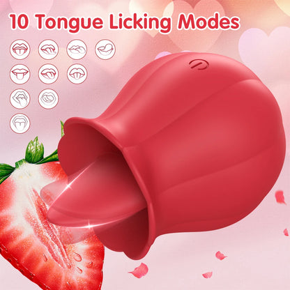 Tongue Licking Clitoral Vibrator with Nipple Stimulator for Women