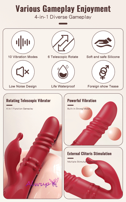 Rotating Rabbit Vibrator for G-Spot and Clitoral Stimulation