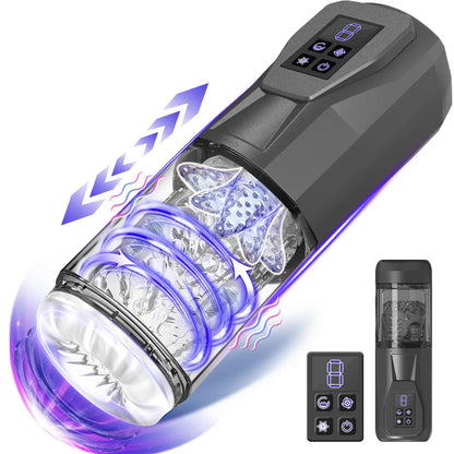 LCD Automatic Male Masturbator with 7 Vibrating Rotating Thrusting & Licking Modes