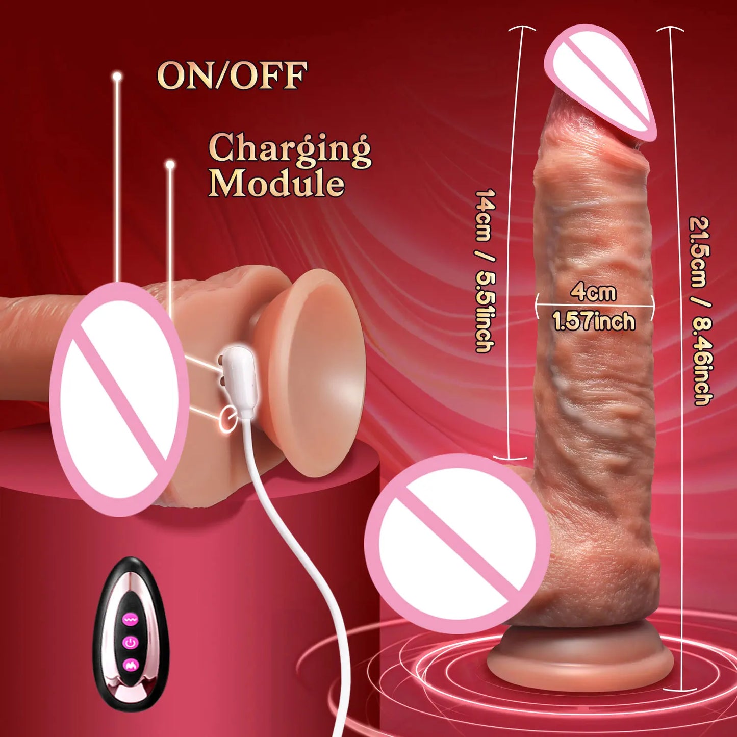 Telescopic Vibrating Realistic Dildo with Anal Plug