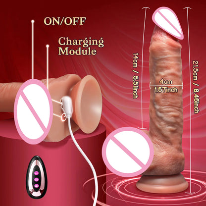 Telescopic Vibrating Realistic Dildo with Anal Plug