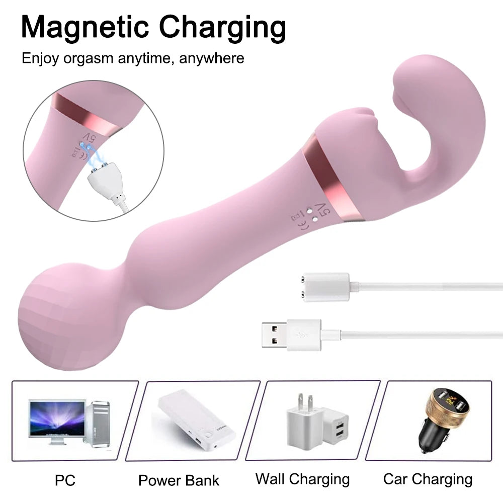 Rechargeable 2-in-1 Magic Wand G-Spot & Clitoral Stimulation