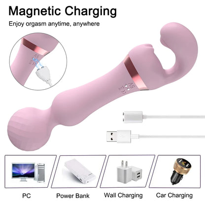 Rechargeable 2-in-1 Magic Wand G-Spot & Clitoral Stimulation