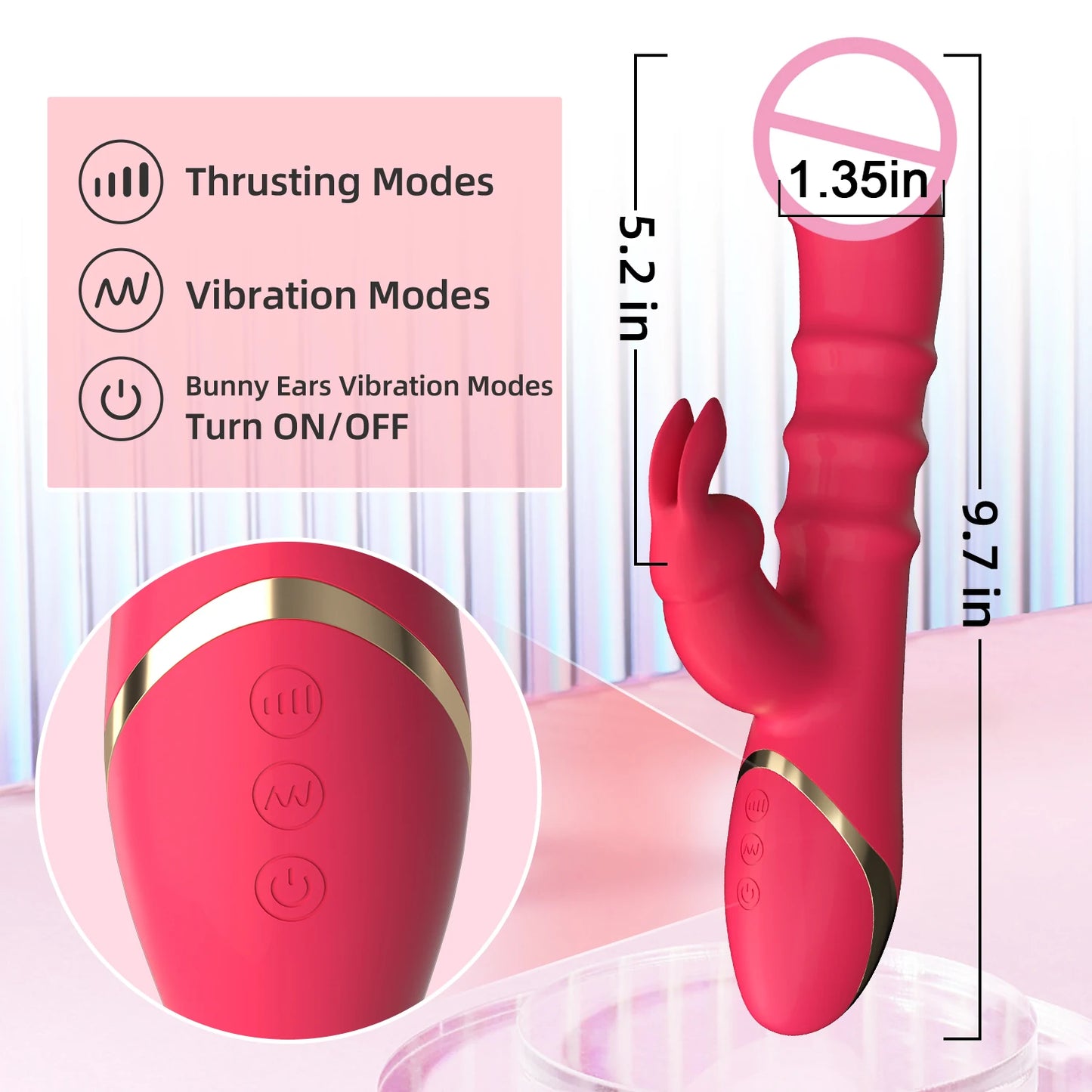 Dildo Vibrator with 3 Thrusting & 10 Vibration Patterns