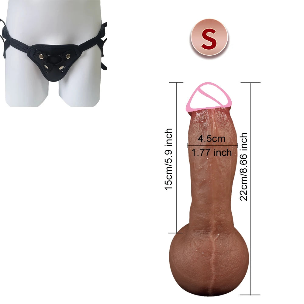 3-Size Realistic Skin-Feel Dildo with Anal Plug
