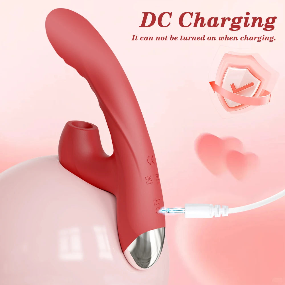 Dual-Action Vibrator: Clitoral Sucker & G-Spot Dildo