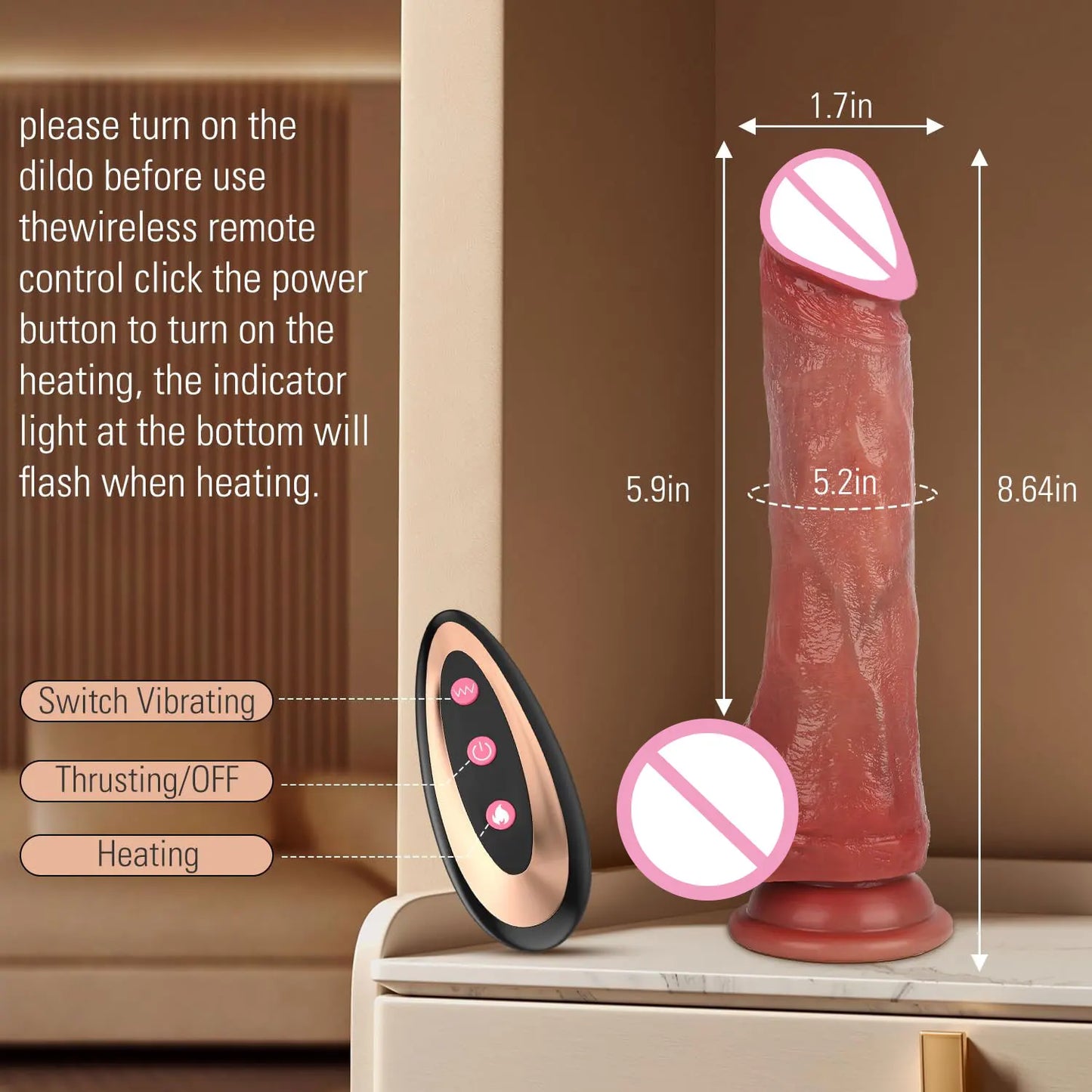 Telescopic Thrusting Realistic Dildo with Suction Cup