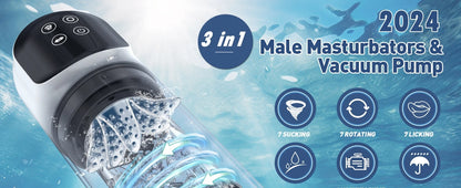 LCD Automatic Sucking Licking Male Masturbator with 14 Powerful Modes