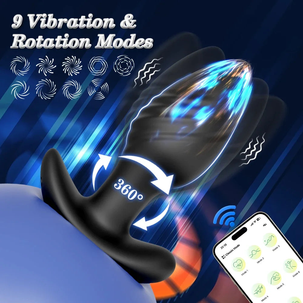 APP Controlled Rotating Butt Plug with 360° Wiggle Motion