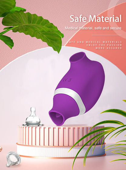 Dual Clit Sucker and Nipple Vibrator with Tongue Licking Motion