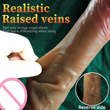 Realistic Sliding Foreskin Dildo - Lifelike Penis with Testicles