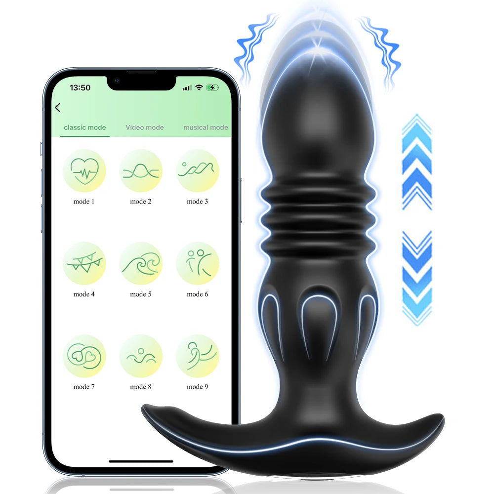 Thrusting Anal Vibrator for Men: Remote Telescopic Prostate Massager