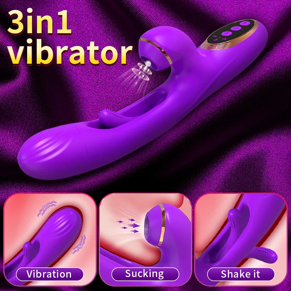 Tapping Flapping Vagina Vibrator & Clit Sucker Rabbit