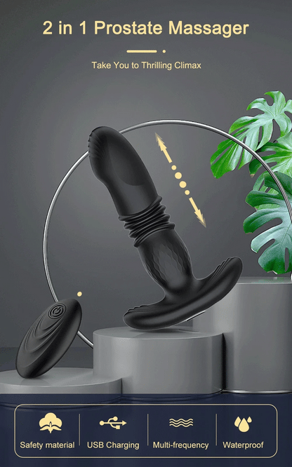 Thrusting Anal Vibrator for Men: Remote Telescopic Prostate Massager