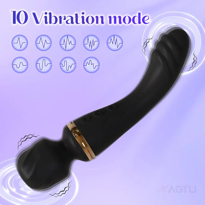 2-in-1 G-Spot and Clit Wand Vibrator with Nipple Stimulator