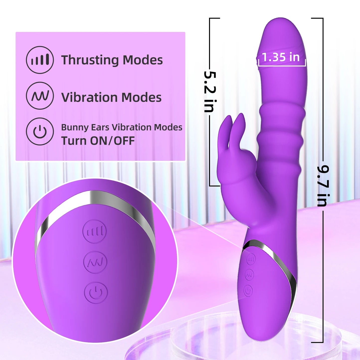 3-in-1 Dildo Rabbit Vibrator G-Spot & Clitoral Anal Stimulator
