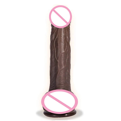 Black Realistic Heating Dildo with Telescopic Vibration