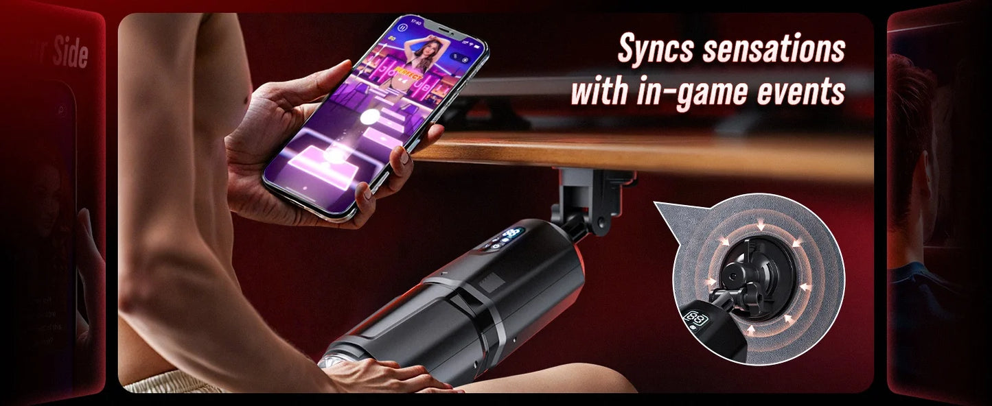 AI Sync Automatic Thrusting Rotation Male Masturbator with LCD Display