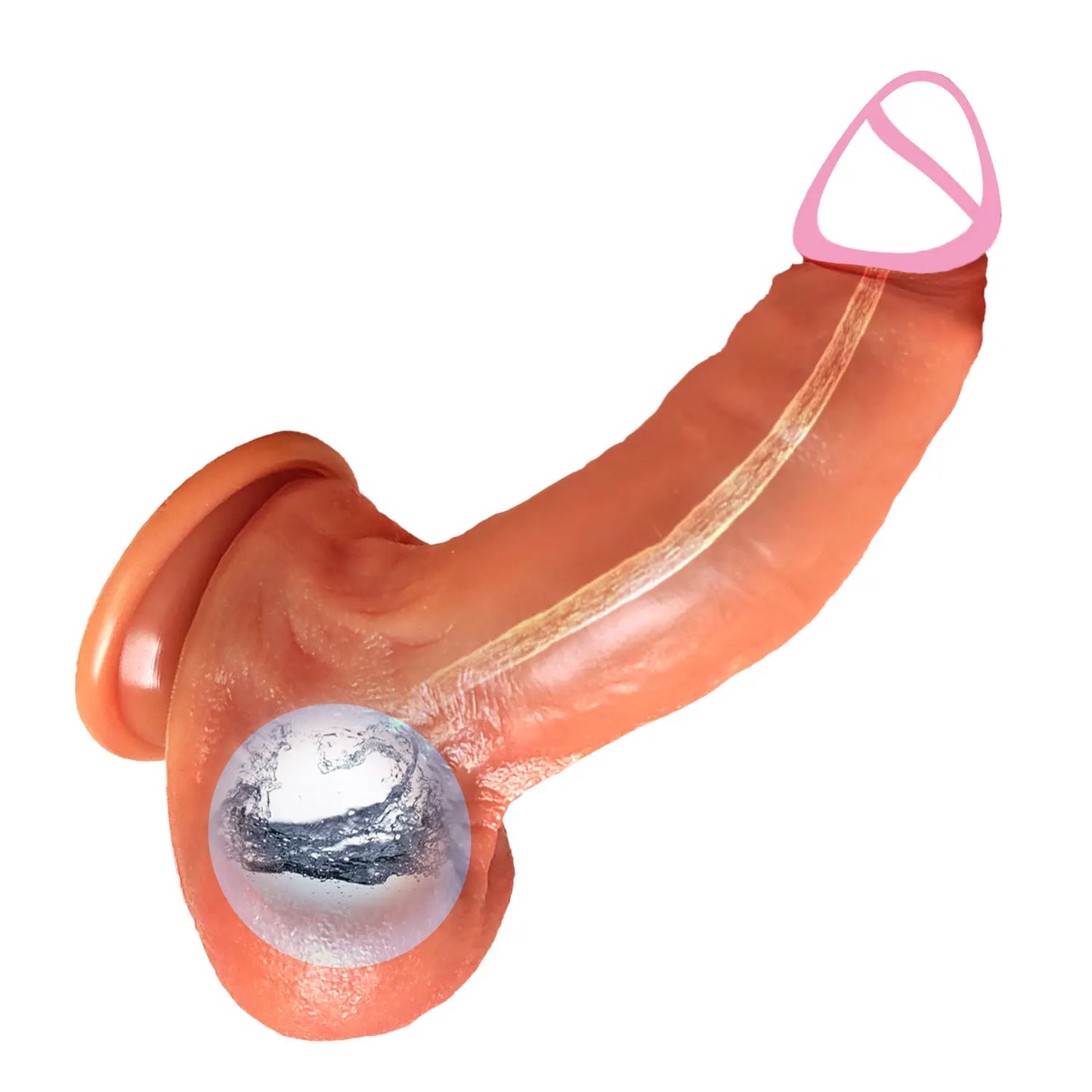 Squirting Silicone Dildo with Balls - Soft Anal Plug Toy for Women