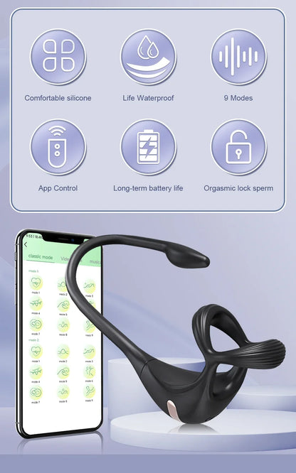 APP Control Beginner Prostate Massager & Vibrating Butt Plug Cock Ring