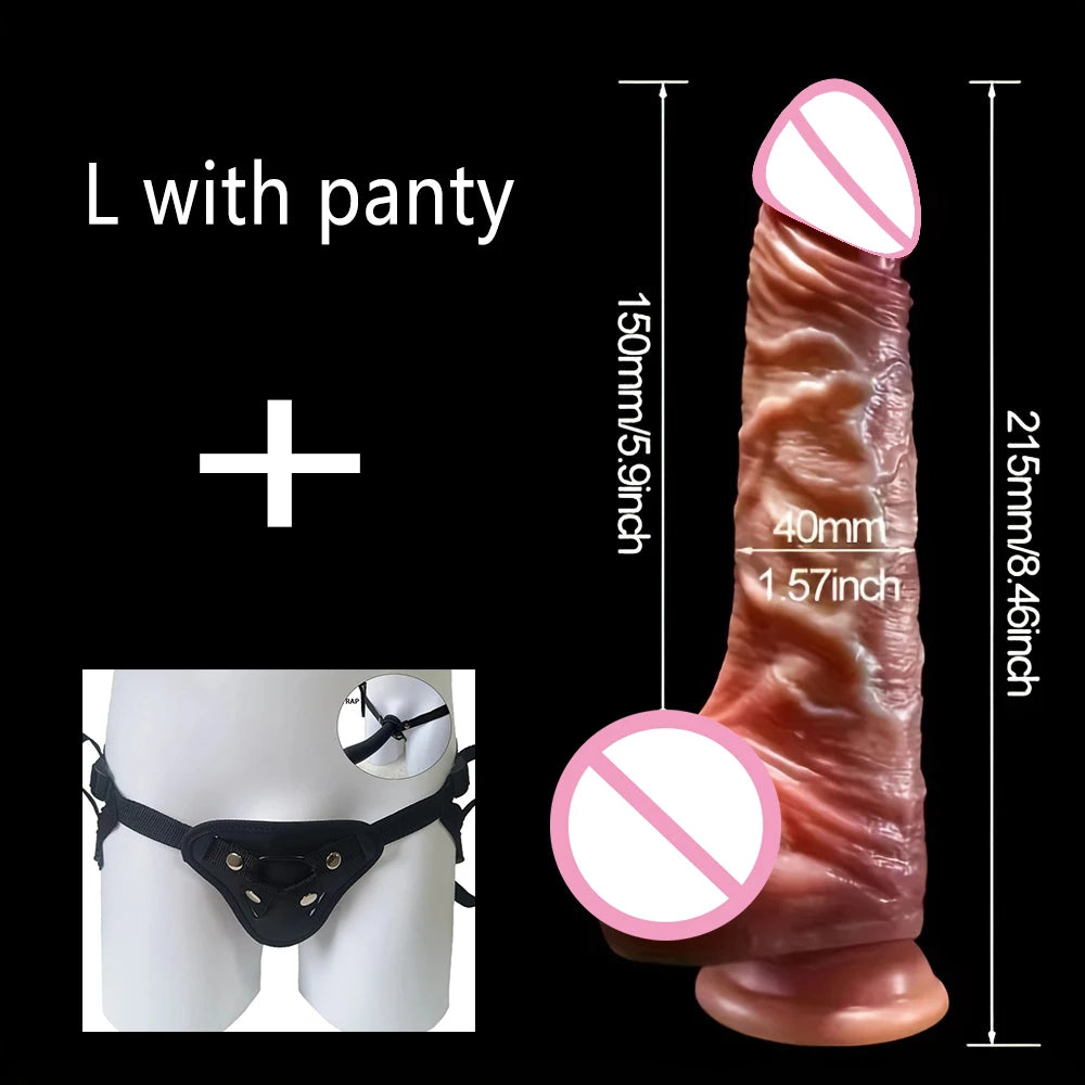 Realistic Dildo with Sliding Foreskin & Balls for Women, Lesbian & Anal Play