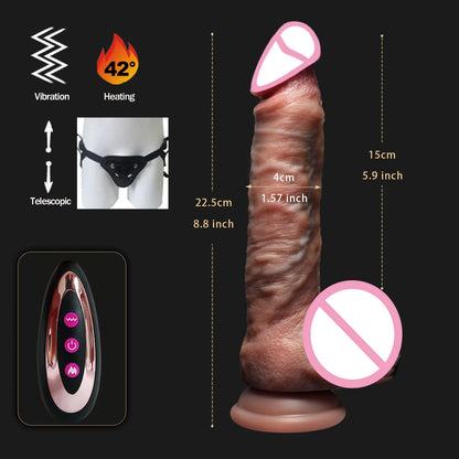 Heating Thrusting Realistic Dildo with Remote Control