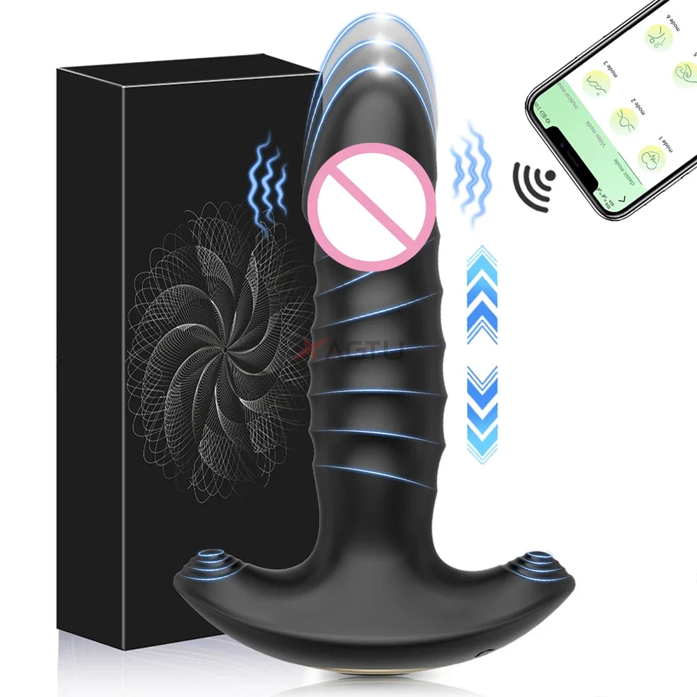 APP Control Thrusting Telescopic Prostate Massager