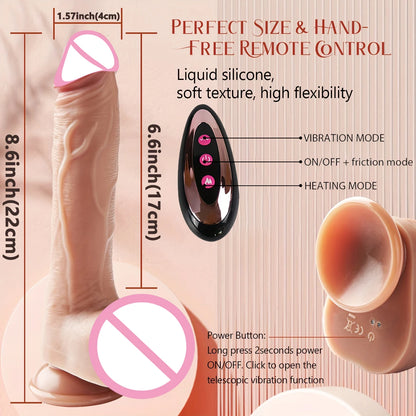 Telescopic Thrusting Realistic Dildo with Suction Cup