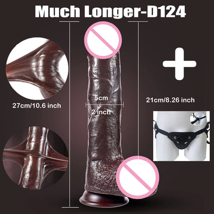 Realistic Sliding Foreskin Dildo with Testicles for Women & Strapon Play