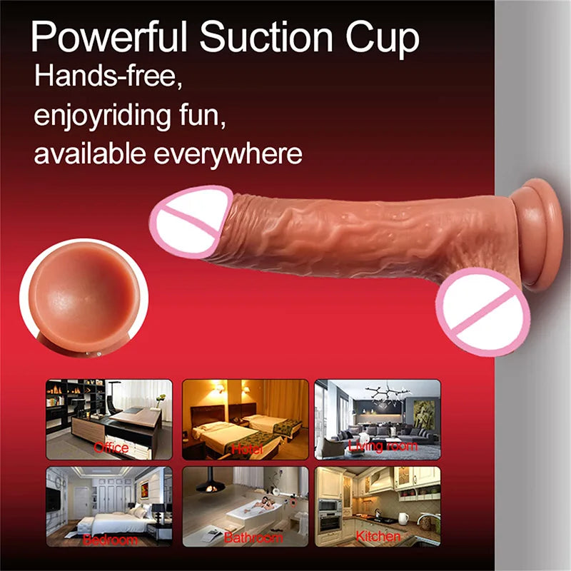 Telescopic Vibrating Realistic Dildo with Anal Plug