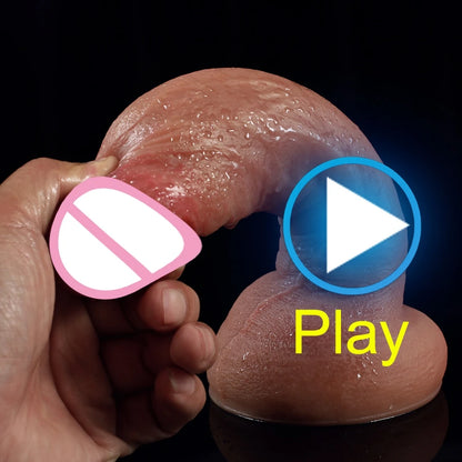 3-Size Realistic Skin-Feel Dildo with Anal Plug