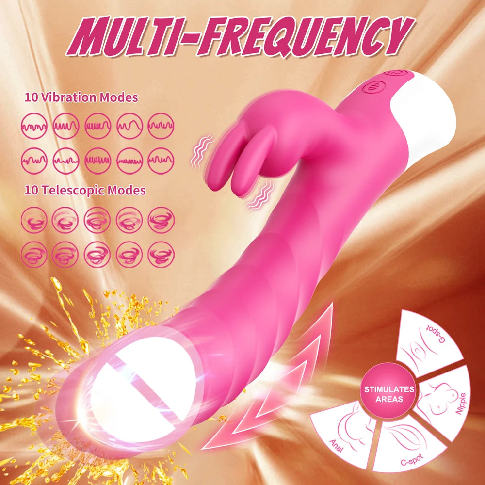 Powerful Rabbit Vibrator: Dual G-Spot & Clitoral Dildo