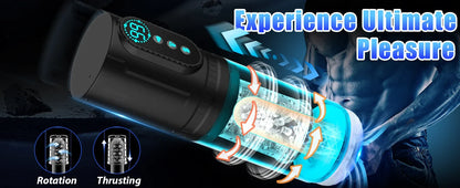 Telescopic Sucking Masturbator for Men with LCD Display & Rotating Blowjob