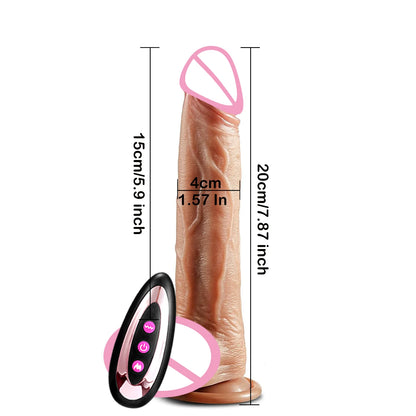 Black Realistic Heating Dildo with Telescopic Vibration