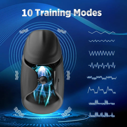 Adjustable 3-in-1 Penis Trainer with 10 Vibration Modes & Glans Stimulator