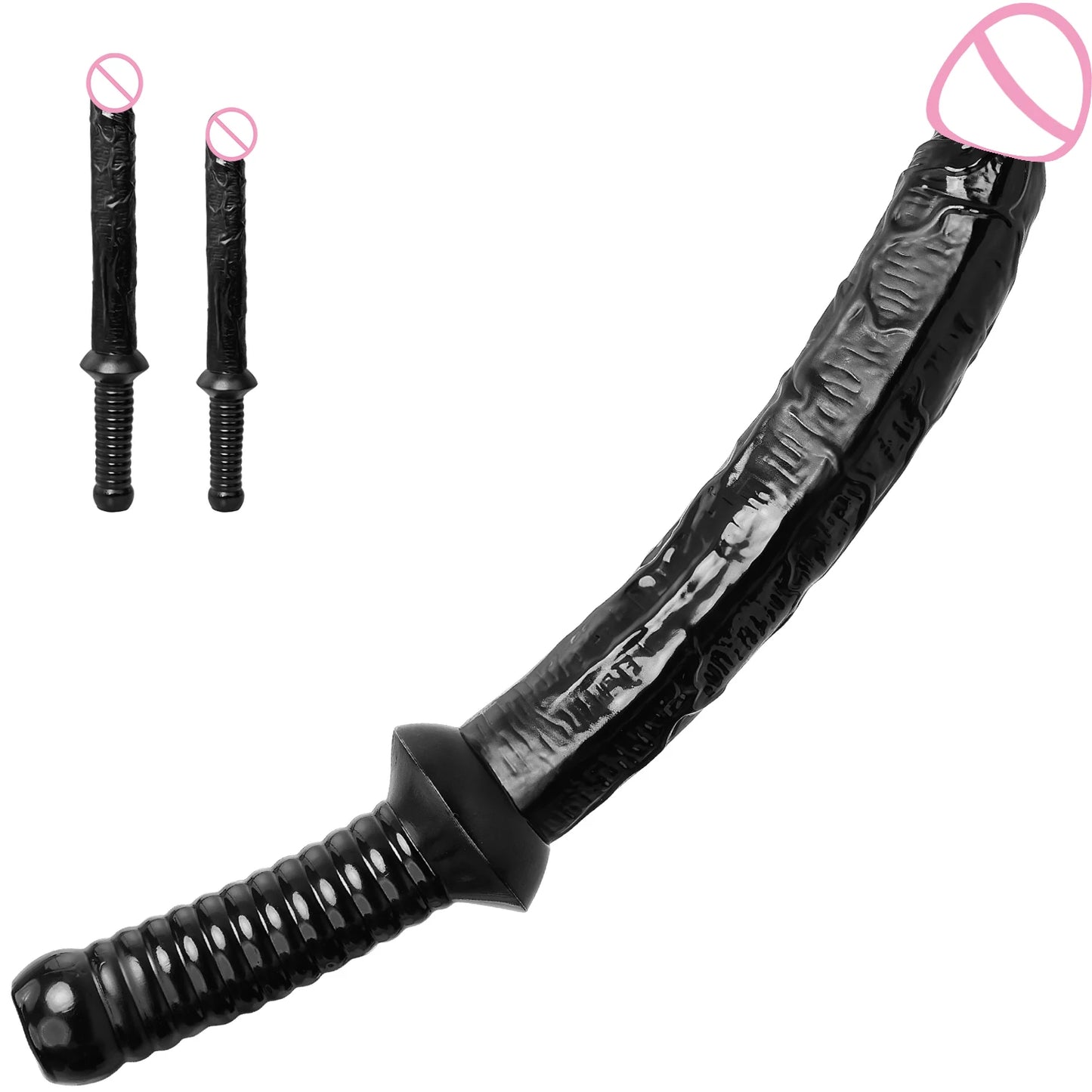 Long Silicone Dildo with Handle for Adults