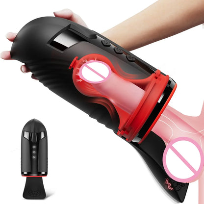 Penis & Testicle Massager - Vibrating Blowjob Machine with Delay Training