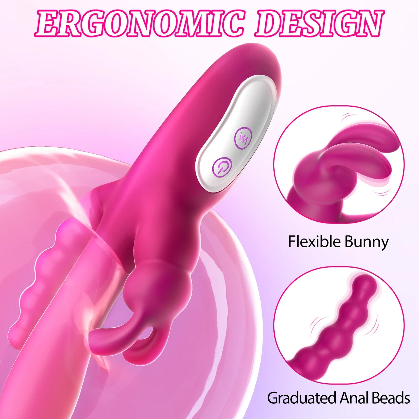 3-in-1 Rabbit Vibrator for G-Spot and Anal Pleasure