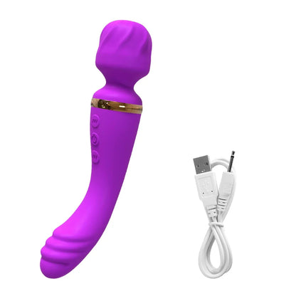 2-in-1 G-Spot and Clit Wand Vibrator with Nipple Stimulator