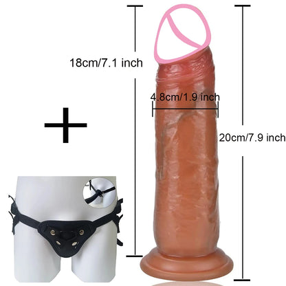 Realistic Strap-On Dildo with Sliding Foreskin & Balls