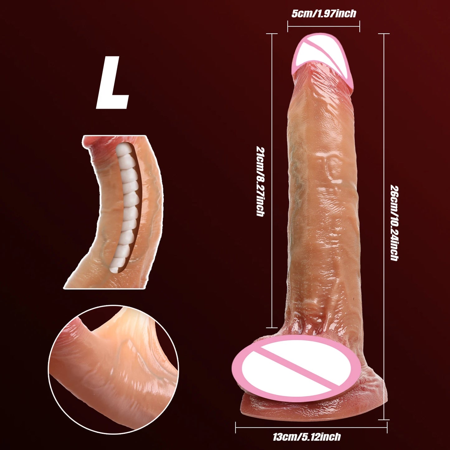 Realistic Sliding Foreskin Dildo with Testicles for Women & Strapon Play