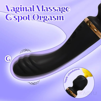 2-in-1 G-Spot and Clit Wand Vibrator with Nipple Stimulator