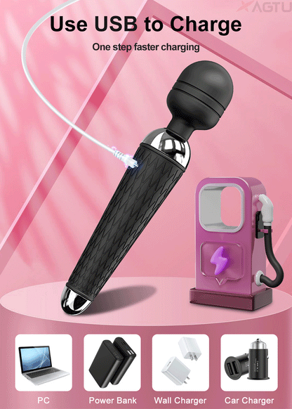 10-Speed Wand Vibrator for Clitoral and Nipple Stimulation