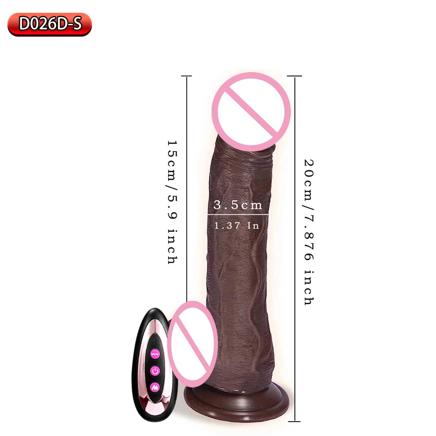 Black Realistic Heating Dildo with Telescopic Vibration