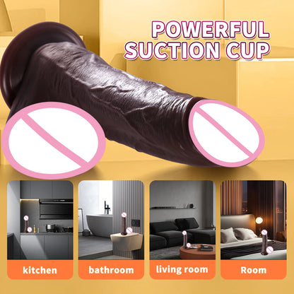 Black Heating Realistic Dildo for G-Spot Massage