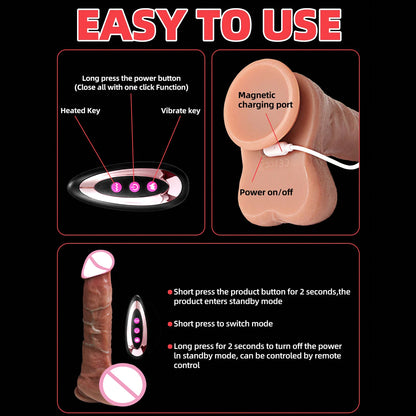 4 in 1 Huge Heating Swing Dildo with Remote Control