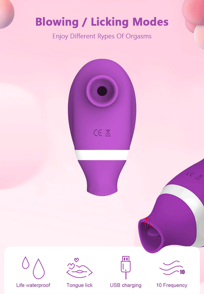 Dual Clit Sucker and Nipple Vibrator with Tongue Licking Motion