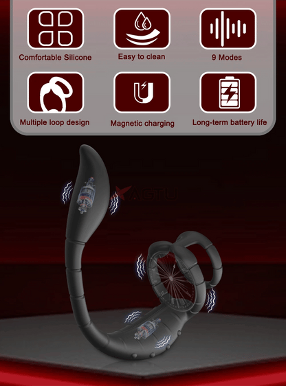 APP Control Cock Ring & Vibrating Butt Plug Prostate Massager Combo